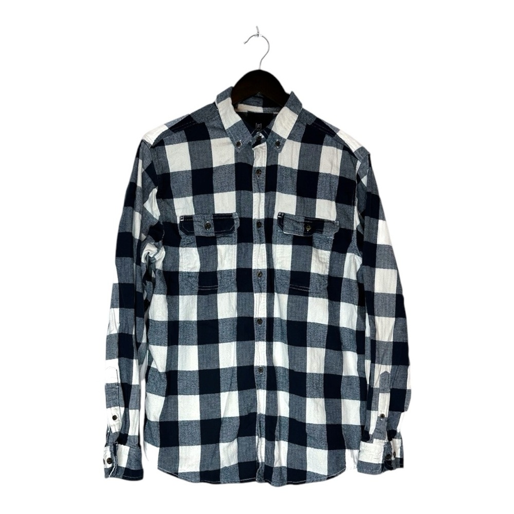 George Navy and White Buffalo Check Flannel Shirt Size Large (42–44)